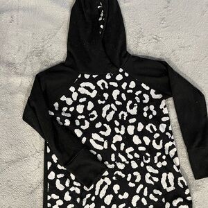 Lularoe Black and White Leopard Print Hoodie